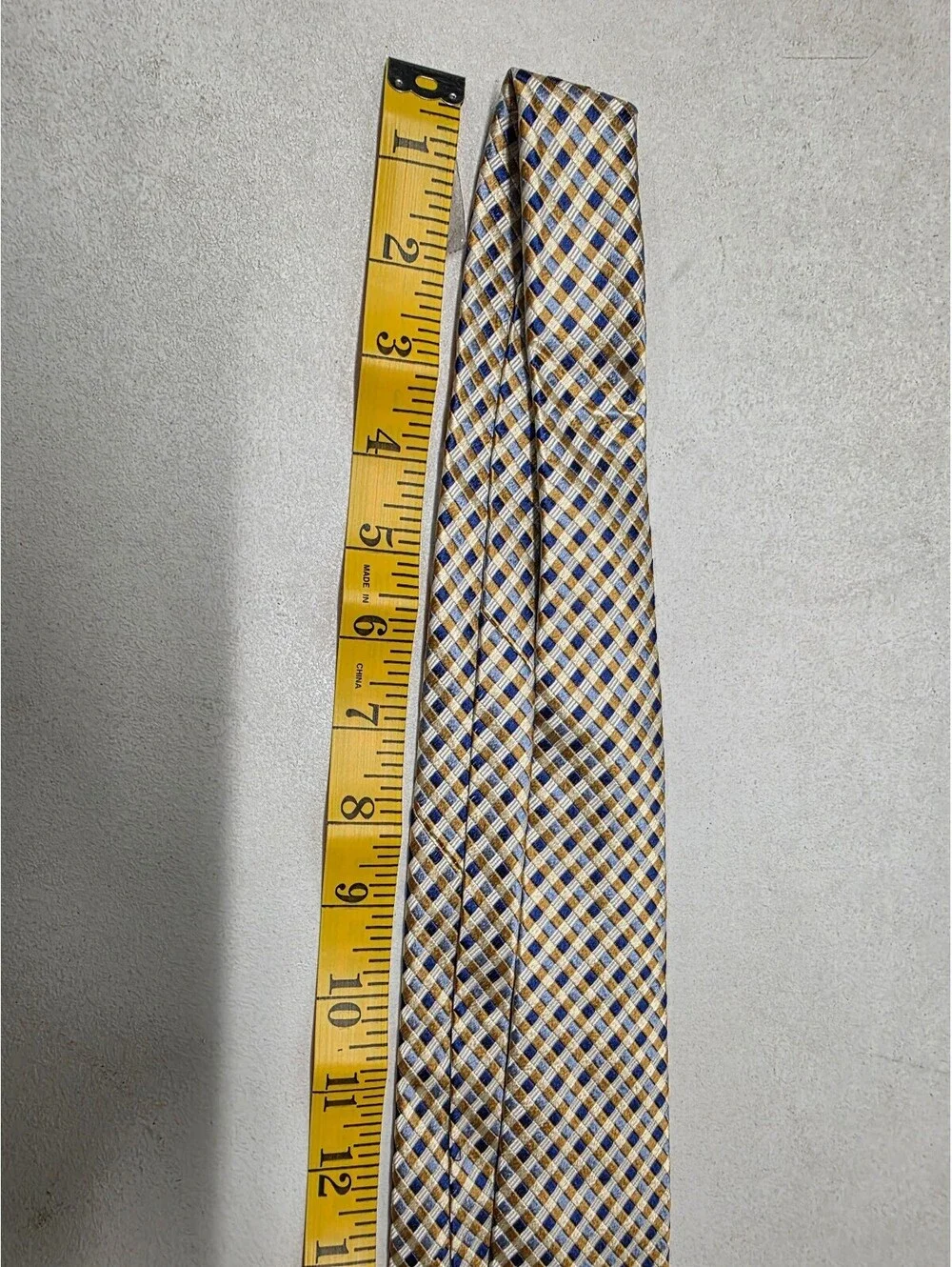 Christoph F. Kuehn Berlin - Gold/blue check - silk handmade tie